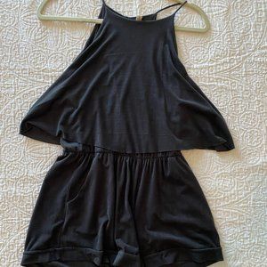 Suede Black Romper